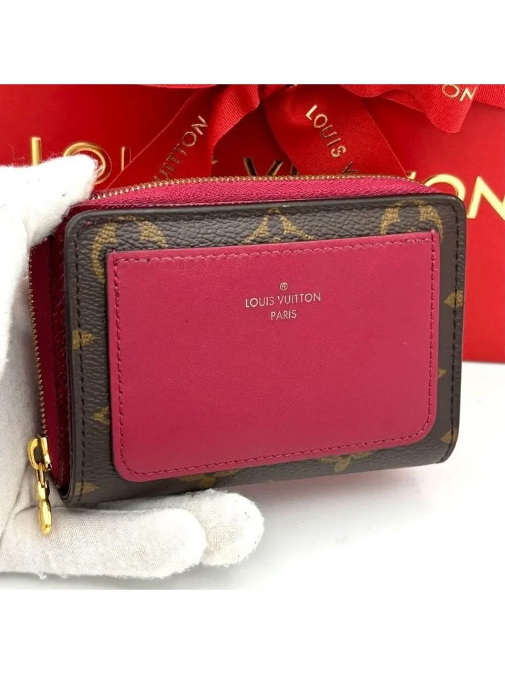 Louis Vuitton Portefeuille Lou Fuchsia Monogram Brown Red Wallet